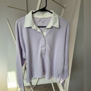 Aerie Light Purple Collared Rugby Shirt
